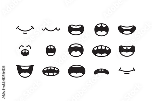 Fun cartoon mouth shapes for emoji creation and expressive illustration