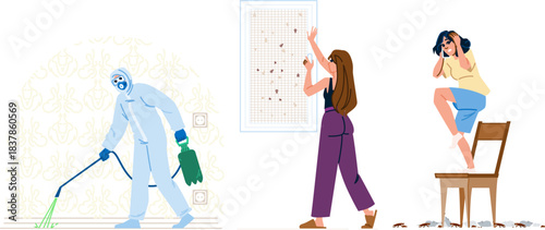 People dealing with pest control and insect infestation