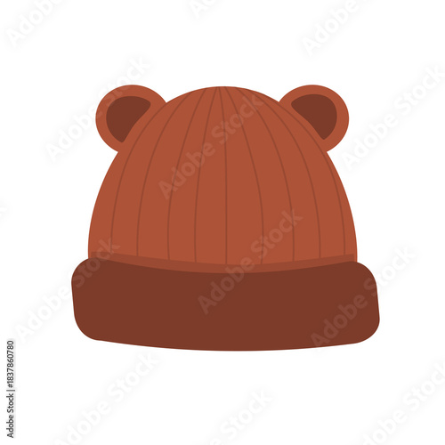 Teddy bear hat cartoon accessory with ears in brown color