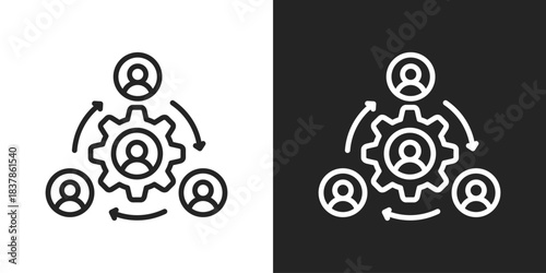 Outsourcing Icon In Black And White Line Style