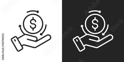 Roi Icon In Black And White Line Style