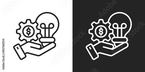 Business Innovation Icon In Black And White Line Style