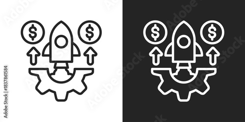 Business Startup Icon In Black And White Line Style
