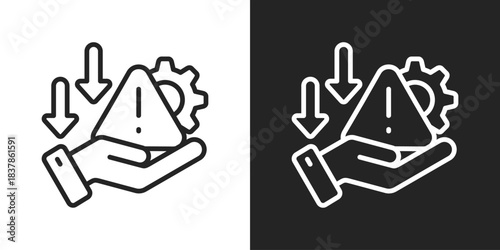 Risk Icon In Black And White Line Style