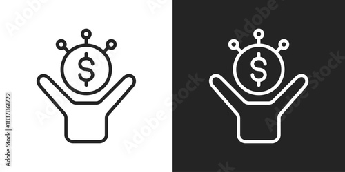 Finance Icon In Black And White Line Style