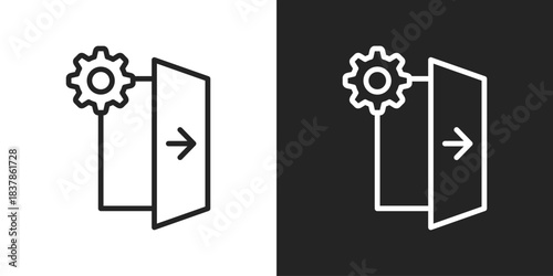Exit Icon In Black And White Line Style