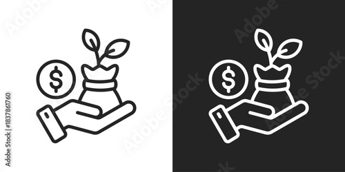 Venture Icon In Black And White Line Style