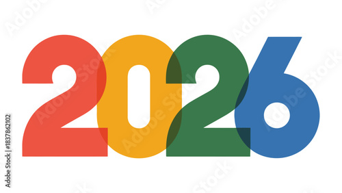Visualizing the Year 2026: The colorful number 2026 boldly presented on an isolated background. A symbol of future and time. 