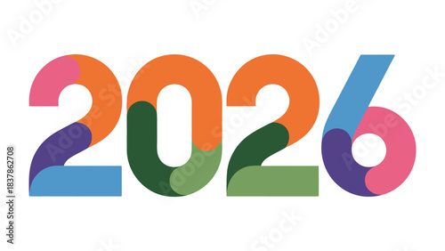 Colorful Typography of the Year 2026: A vibrant and modern design highlighting the year 2026, perfect for conveying themes of futurism and technological advancement.