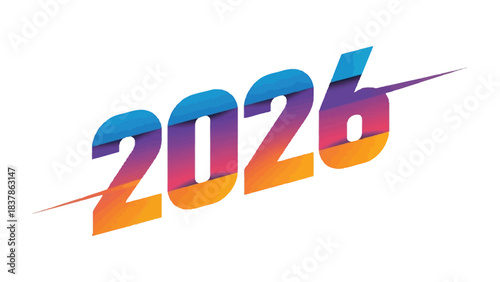 Vision for 2026: A vibrant and modern representation of the year 2026, rendered in dynamic typography, radiating progress and future potential.