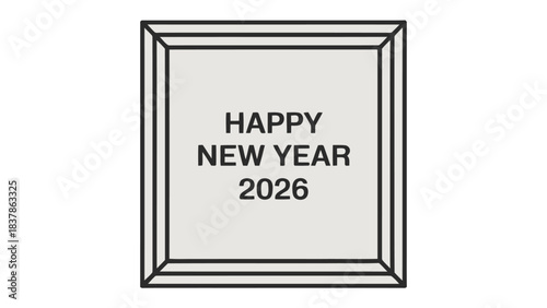 New Year's Greetings 2026: A minimalist greeting card displaying the text HAPPY NEW YEAR 2026, perfect for wishing a cheerful start to the upcoming year and celebrating new beginnings.