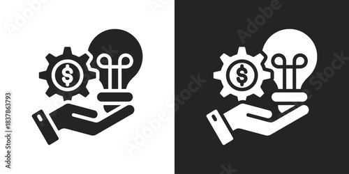 Business Innovation Icon In Black And White Glyph Style