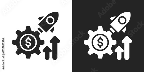 Start Up Icon In Black And White Glyph Style