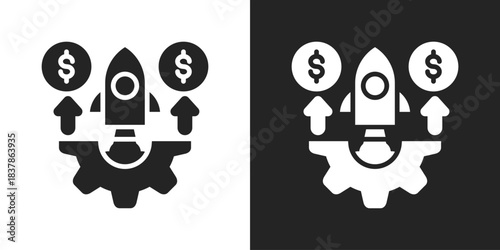 Business Startup Icon In Black And White Glyph Style
