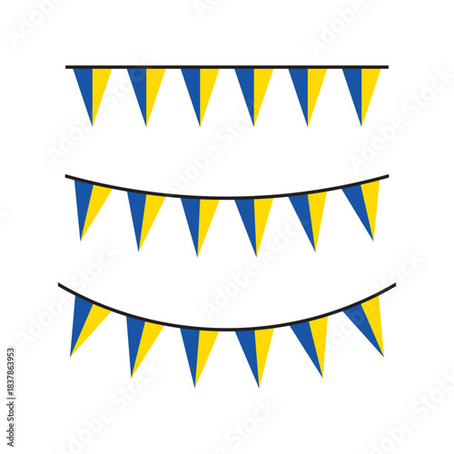 Seamless flag of Ukraine party bunting border. Flat design illustration.	