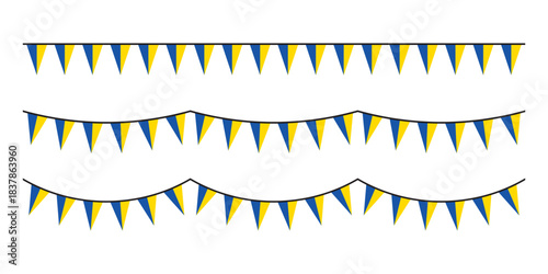 Seamless flag of Ukraine party bunting border. Flat design illustration.	