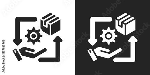 Supply And Demand Icon In Black And White Glyph Style