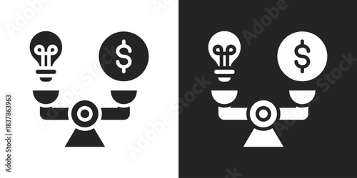 Break Even Point Icon In Black And White Glyph Style