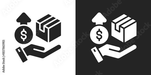Upselling Icon In Black And White Glyph Style