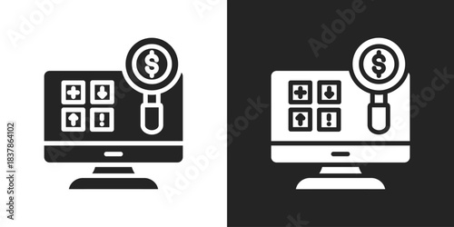 Swot Analysis Icon In Black And White Glyph Style