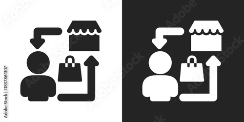 Business To Costumer Icon In Black And White Glyph Style