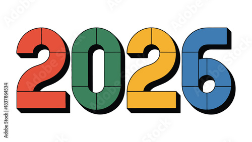 2026: A Bold Vision for the Future: A vibrant display of the year 2026, rendered in bold, colorful block letters, representing forward-thinking and progress.