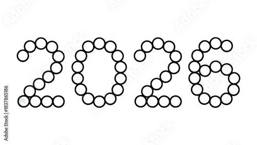 2026 Typography: An illustrative depiction of the year 2026, creatively formed using interconnected circle elements, inviting a glimpse into the future.