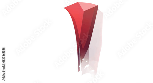 Abstract Red Geometric Sculpture with Sharp Edges and Shadow.