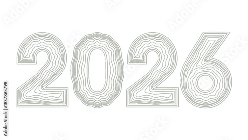 Year 2026:  The year 2026 presented artistically, representing the passage of time and the promise of a fresh year with potential.