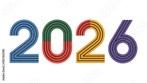 Vision of 2026: An abstract representation of the number 2026, composed of vibrant lines and colors, symbolizing the anticipation and possibilities of the future.
