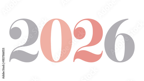 Anticipation: A captivating typographic presentation of the year 2026, rendered in a palette of stylish colors, designed to embody the spirit of the future. 