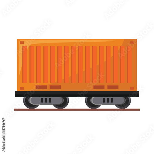 Train cargo wagon vector illustration, freight wagon icon, cargo container wagon train freight transport vehicle, isolated on white background