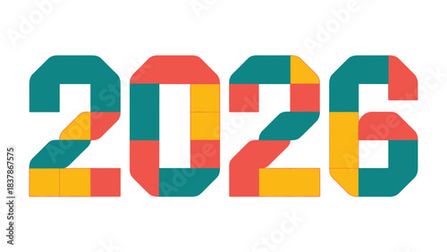 Colorful 2026: An eye-catching graphic highlighting the year 2026, composed of vibrant, geometric shapes, a symbol of future prospects.
