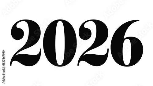 Future Horizon: 2026: Bold typography of the year 2026, marking a visual representation of future year, in anticipation. 