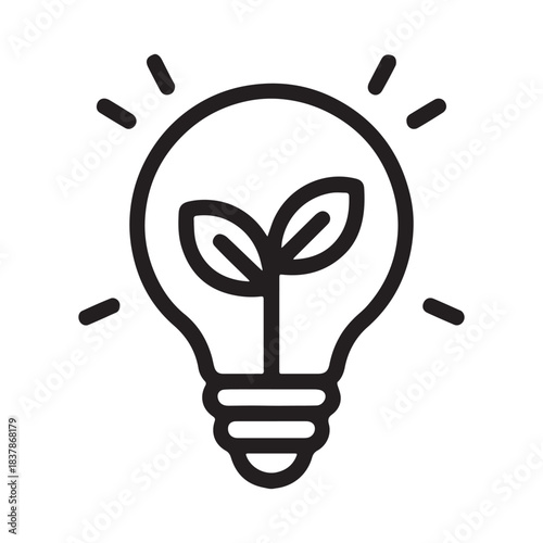 Light bulb with growing plant symbolizes new ideas and sustainability