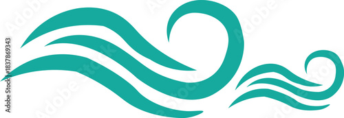 Green wave swirl design white or air icon