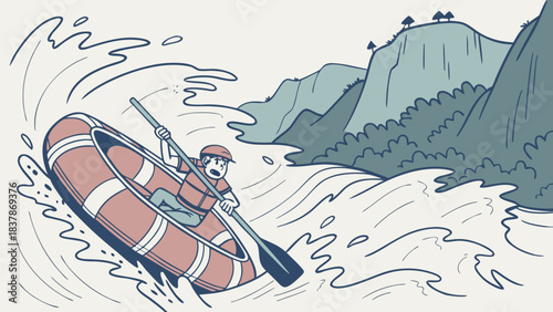 vector illustration of a man in the mountains