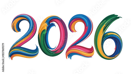 Vibrant 2026: A colorful display, numbers forming the year 2026, creating a visually striking representation, perfect for modern design and conceptual projects.