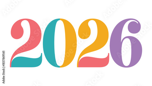 Vibrant 2026: A colorful design showcasing the number 2026 in a visually appealing and eye-catching arrangement.