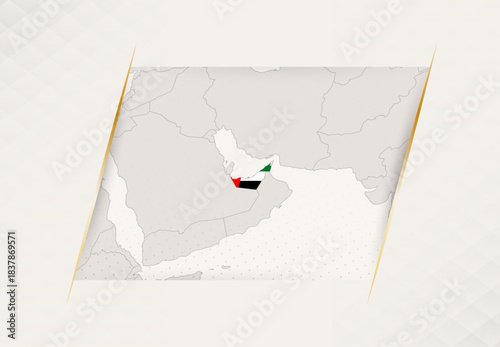 United Arab Emirates Country Map Featuring National Flag Colors.