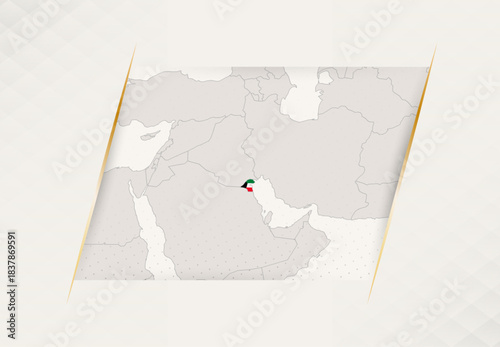 Kuwait Country Map Featuring National Flag Colors.