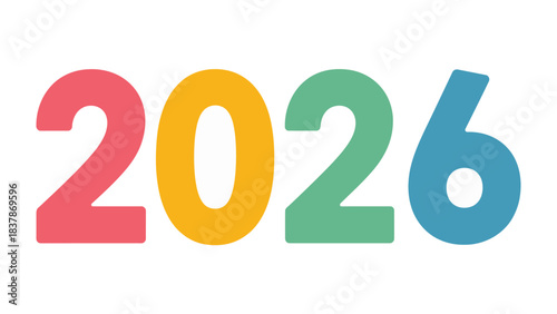 2026 Colorful Typography: A vibrant display of the year 2026, rendered in bold, multicolored typography, representing future possibilities and forward-thinking concepts.