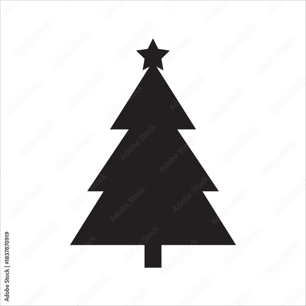 Fototapeta premium Christmas tree icon, isolated Christmas fir symbol, graphic design template, vector illustration, white background