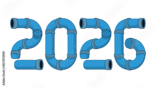 Blueprint for Progress: The year 2026 is boldly symbolized by the innovative use of plumbing pipes, illustrating the essential infrastructure that supports future developments.