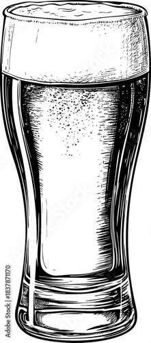 Detailed illustration of a glass filled with beer