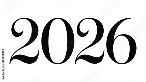 Year 2026: A minimalist and elegant image featuring the numerical representation of the year 2026. This straightforward design is perfect for conveying themes of time, future, planning, and events.