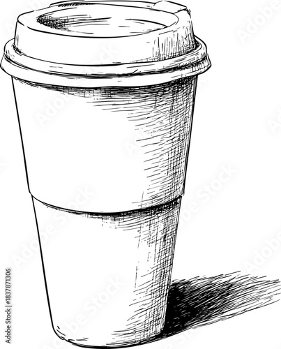 Illustration of a disposable coffee cup on a textured background