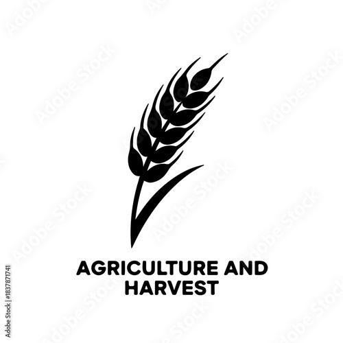 silhouette icon focusing on a stalk of ripe wheat. represents harvest, agriculture, staple food, and abundance. Perfect for designs related to farming, bakery, nutrition, and food sustainability
