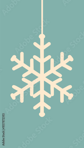 Minimalist Beige Snowflake Illustration on Teal Background Phone Case Cover