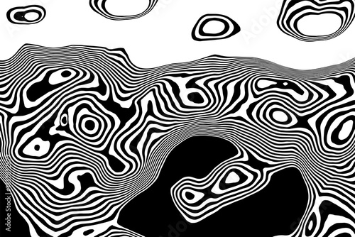 Geometric liquid minimalism. Abstract backdrop with a simple black and white wavy design. Eps 10